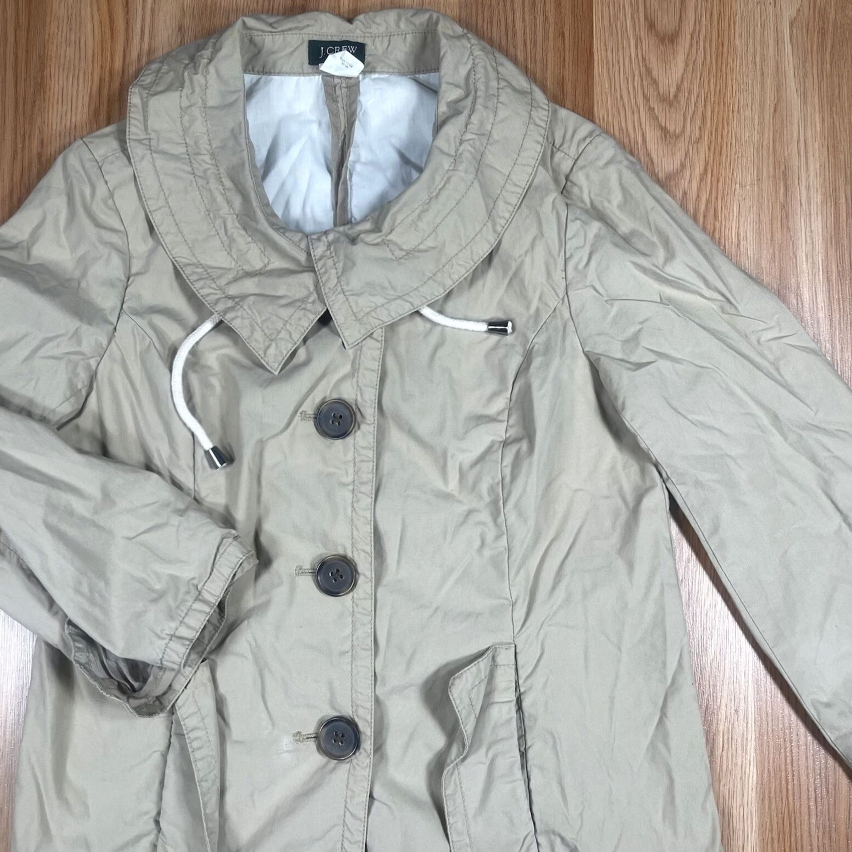 Rains J Crew Jacket Womens Size 0 Front Button Lined Rain Coat Beige 100% Cotton Shirt Jacket Womens Size 0 Beige Jacket Size XS / US 0-2 / IT 36-38 - 2 Thumbnail