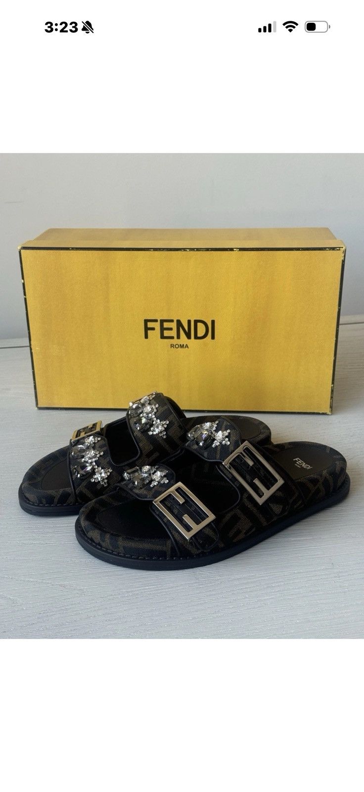 Fendi Fendi Crystal Ff Fabric Slides size 37 Size US 6.5 / IT 36.5 - 1 Thumbnail