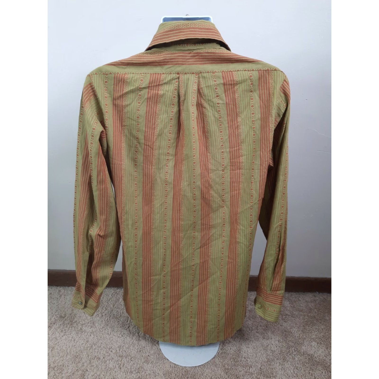 Vintage VINTAGE Dude of Cambridge L Men's Long Sleeve Disco 70s Green Southwestern Stripes Button-Up Shirt Shirt? Size US L / EU 52-54 / 3 - 5 Thumbnail