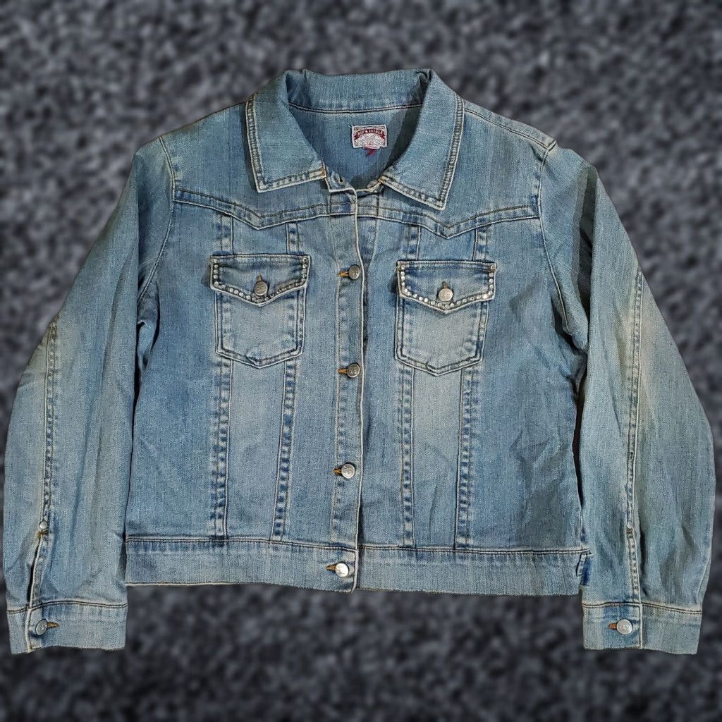 Denime VINTAGE Bit & Bridle Women's Western Blue Denim Jacket Cropped Sz Large Bling Button-up Jacket Size L / US 10 / IT 46 - 1 Thumbnail