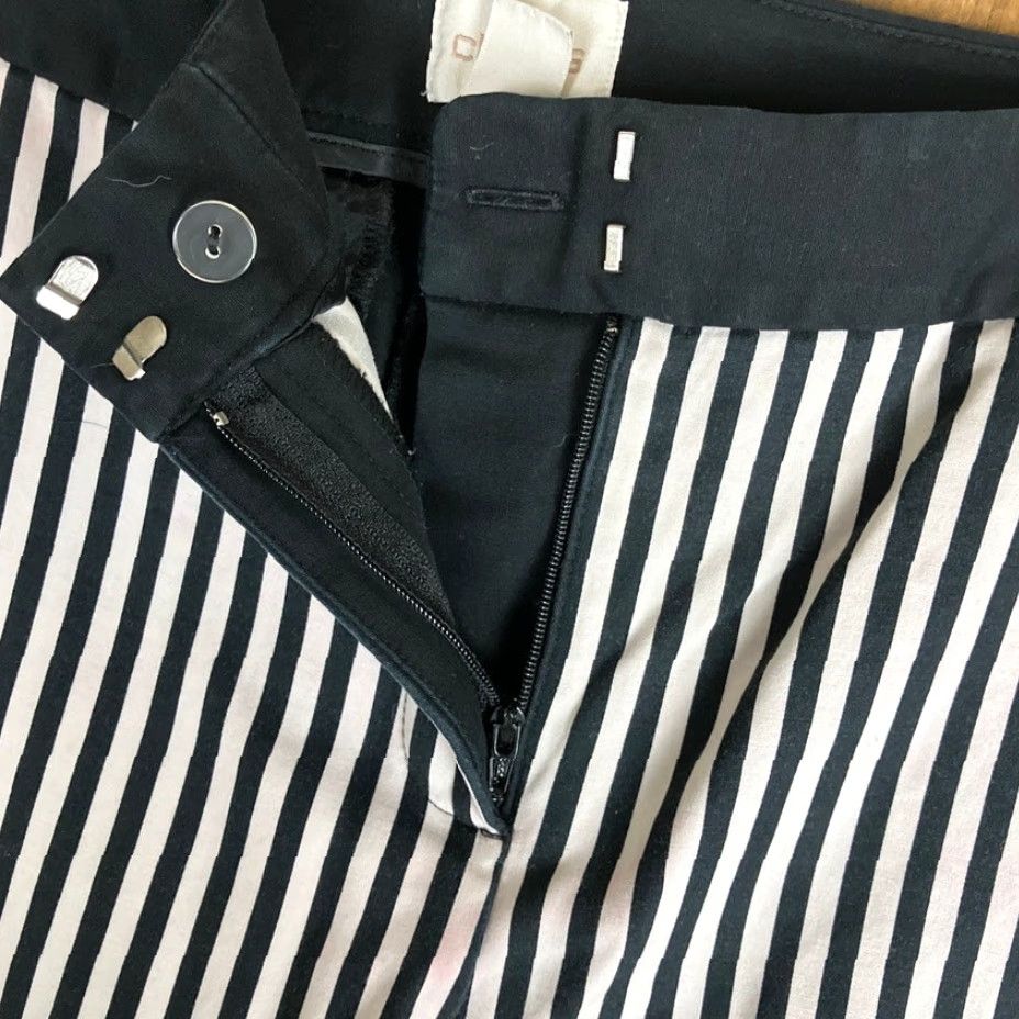 Vintage Chicos Womens Pants Black White Striped Cropped Straight Ankle Stretch 1 (M) Size 32" / US 10 / IT 46 - 4 Thumbnail