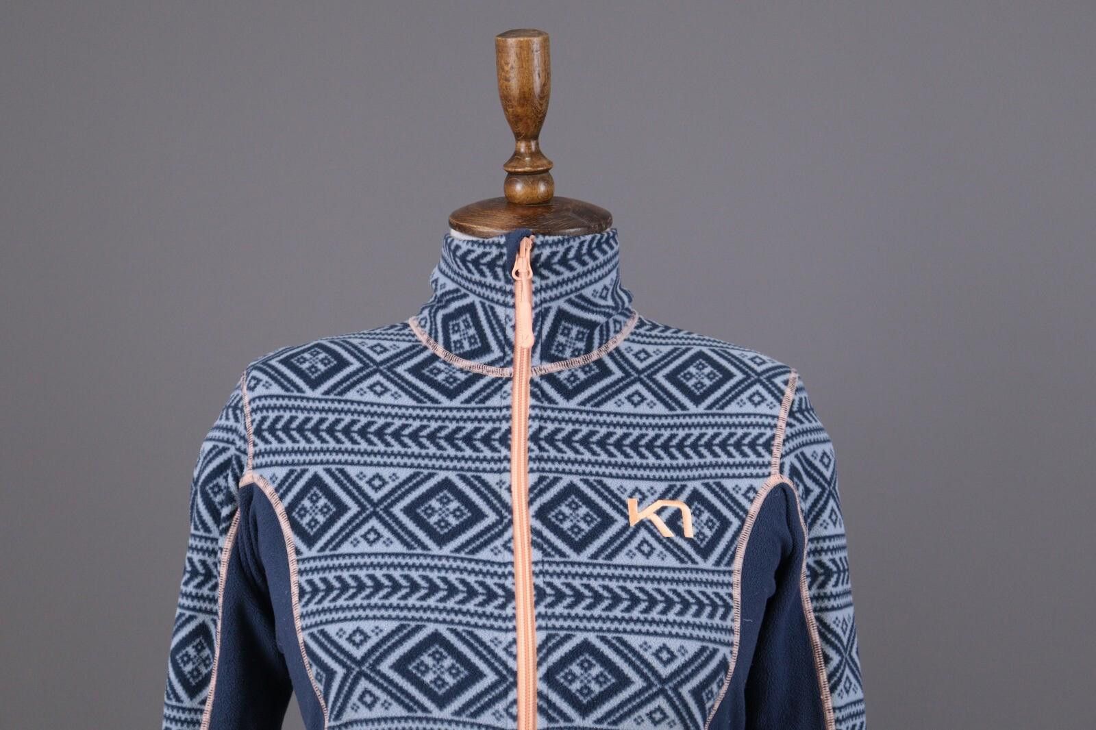 Designer Kari Traa Blue Fair Isle Full Zip Fleece Jacket Size S Size L / US 10 / IT 46 - 2 Thumbnail