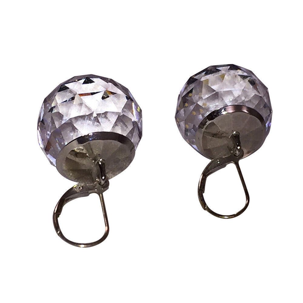 Designer Sterling Crystal Faceted Orb Dangle Earrings Size ONE SIZE - 3 Thumbnail