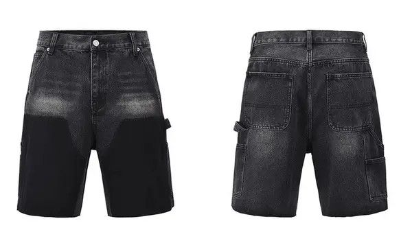 VIBE High street patchwork raw edge logging denim shorts Size US 34 / EU 50 - 3 Thumbnail
