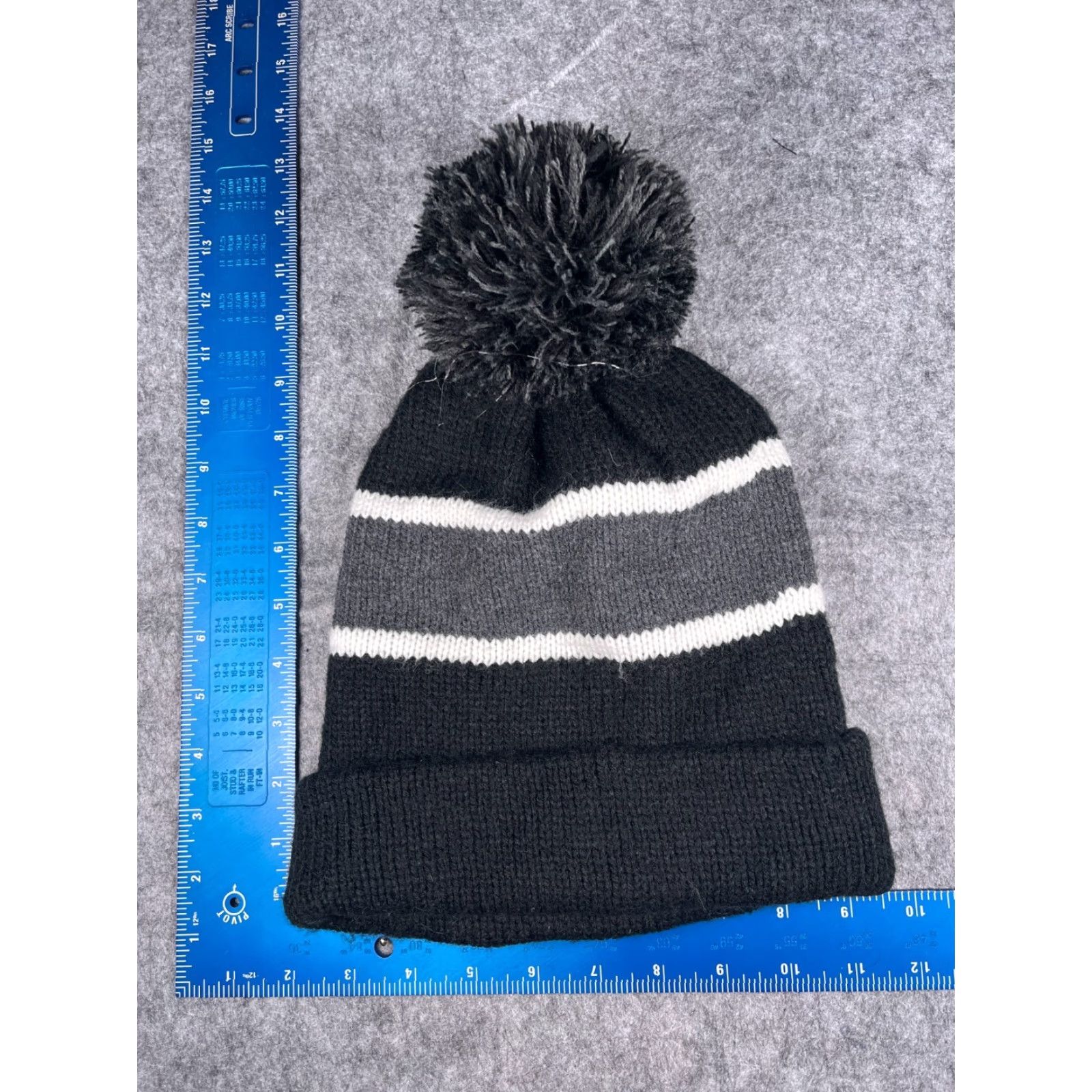 Vintage Camp Civitan Beanie Cap Unisex Adults One Size Black Gray Stripe Knit 100% Acrylic Pom Size ONE SIZE - 5 Thumbnail