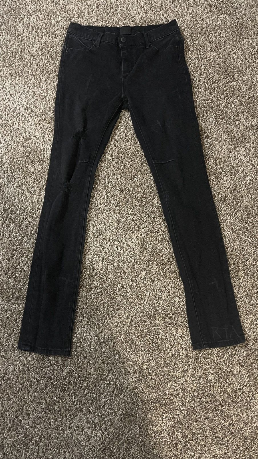 Black cross stitch RTA skinny jeans