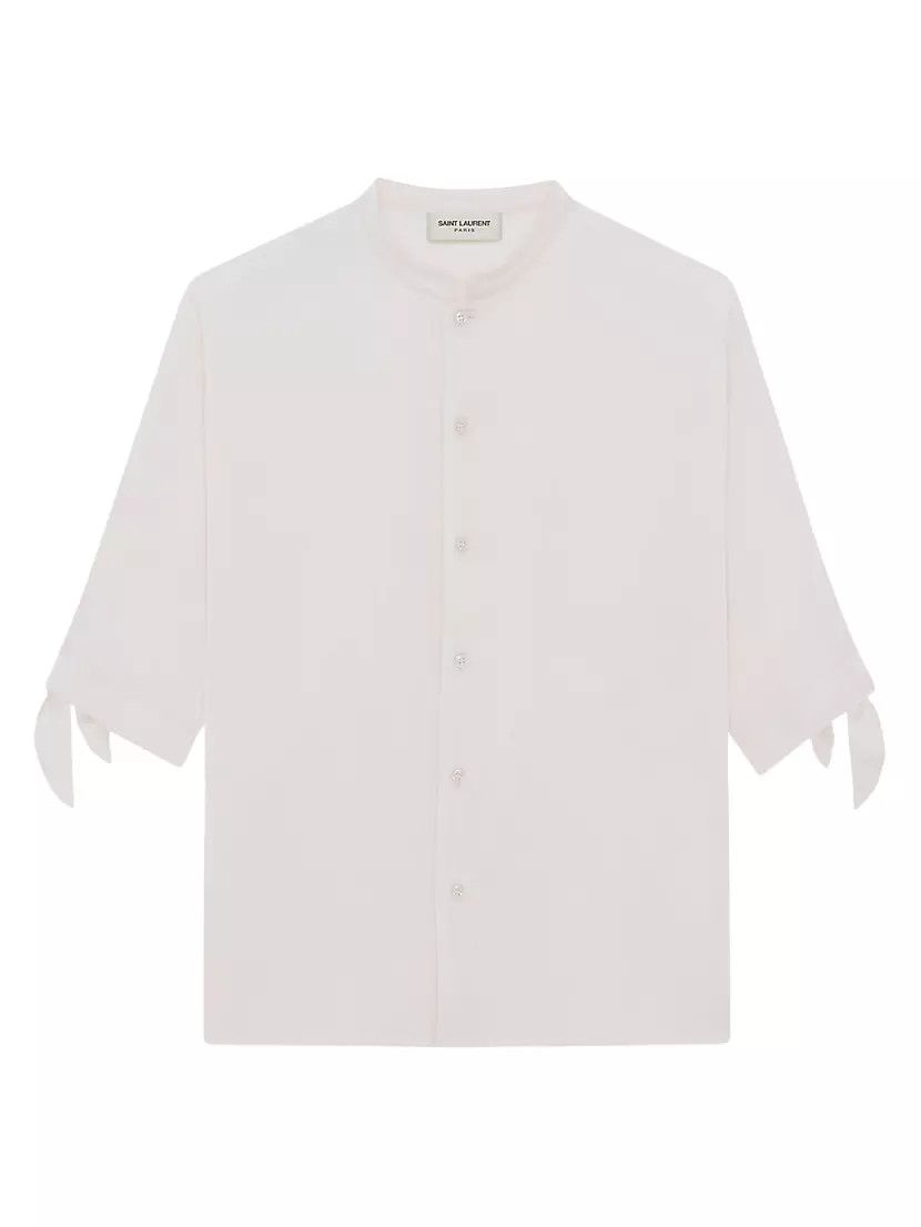 o1s1wg110624 Tunic Shirt in Crepe Satin in White