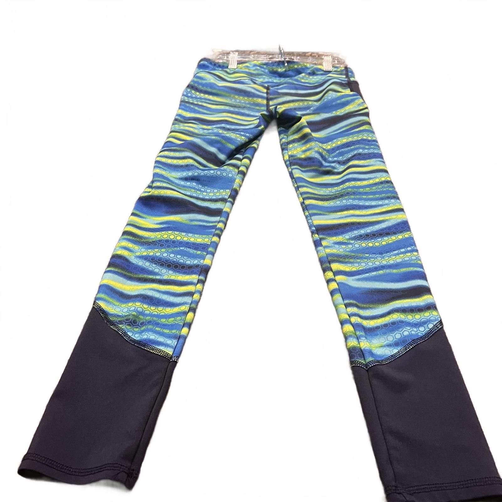 Unknown London Women's Blue and Green Patterned Leggings with Black Accents Size 36" / US 14 / IT 50 - 4 Thumbnail