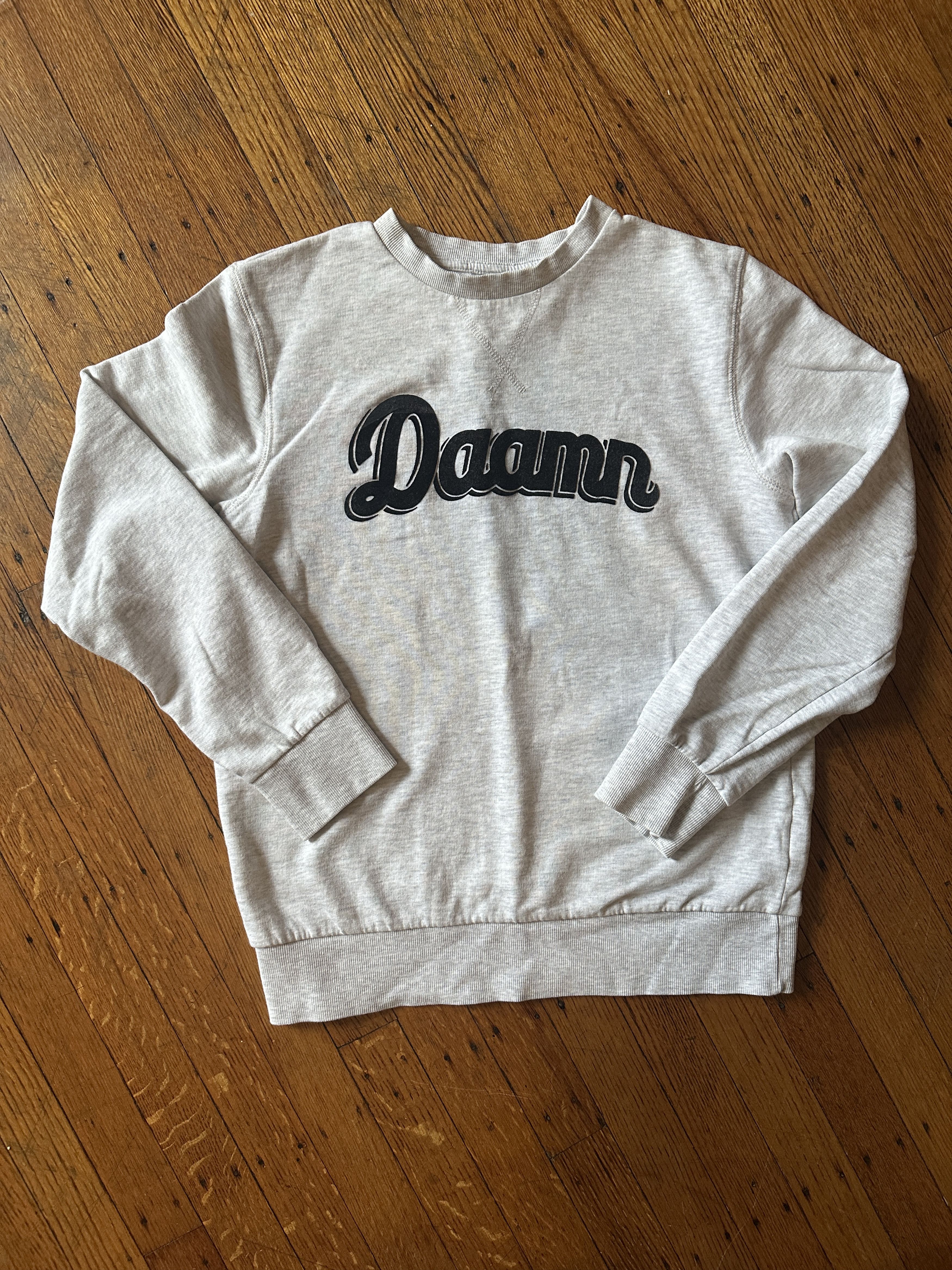 H&M H&M Vintage embellished "Daamn" Sweatshirt in gray wmns S Size S / US 4 / IT 40 - 1 Thumbnail