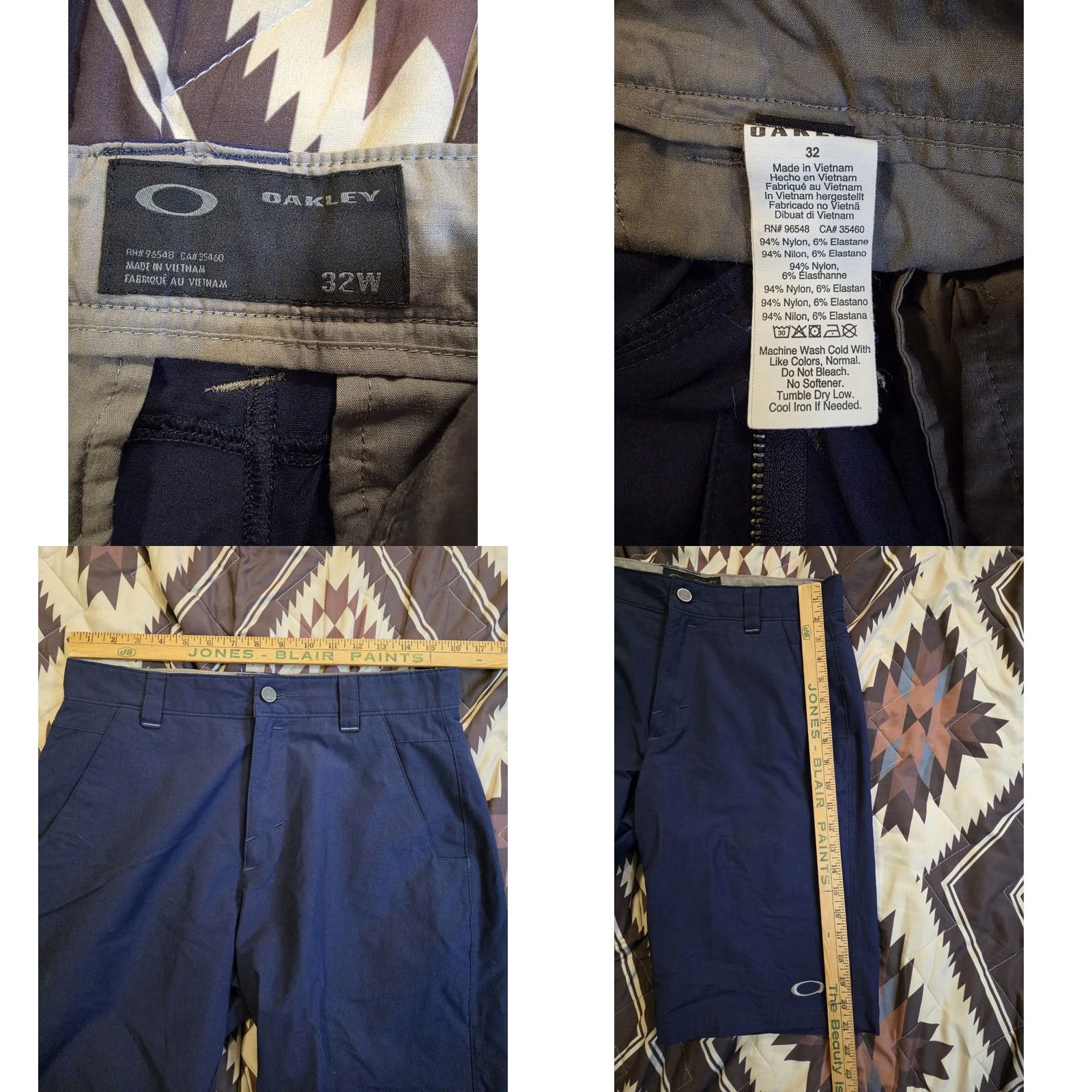 Oakley Oakley Men's Shorts Embroidered Logo Golf Casual Navy Blue 12" Inseam Size 32 Size US 32 / EU 48 - 8 Thumbnail