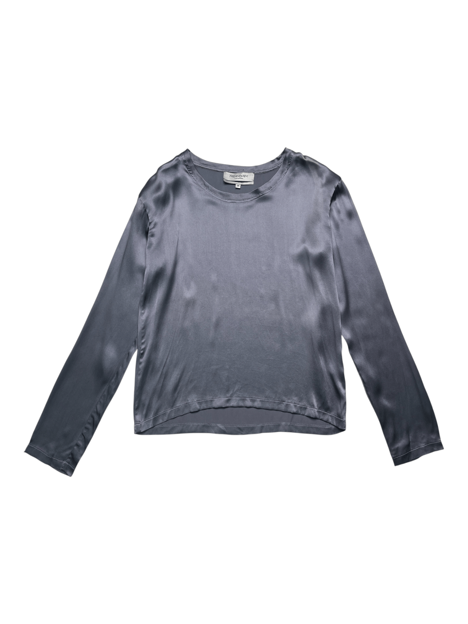 Yves Saint Laurent Yves Saint Laurent Silver Blue Round Neck Top Size M / US 6-8 / IT 42-44 - 1 Thumbnail