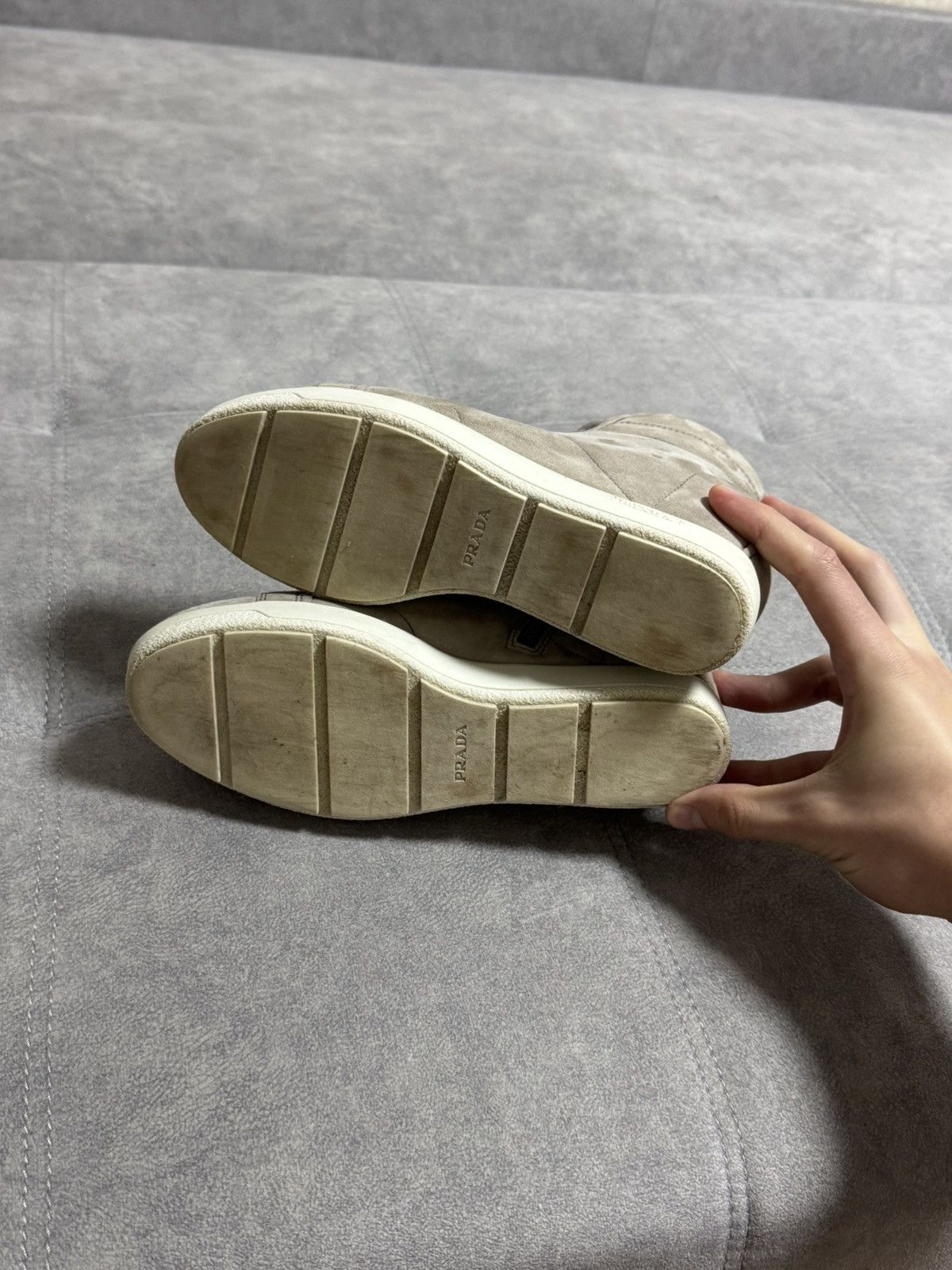 Prada Prada Women's Suede High Top Wedge Half Ankle Boots Z4112 Size US 7.5 / IT 37.5 - 19 Thumbnail