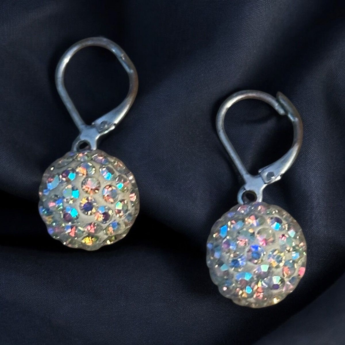Other Silver tone paved AB crystal ball dangle earrings Size ONE SIZE - 1 Thumbnail