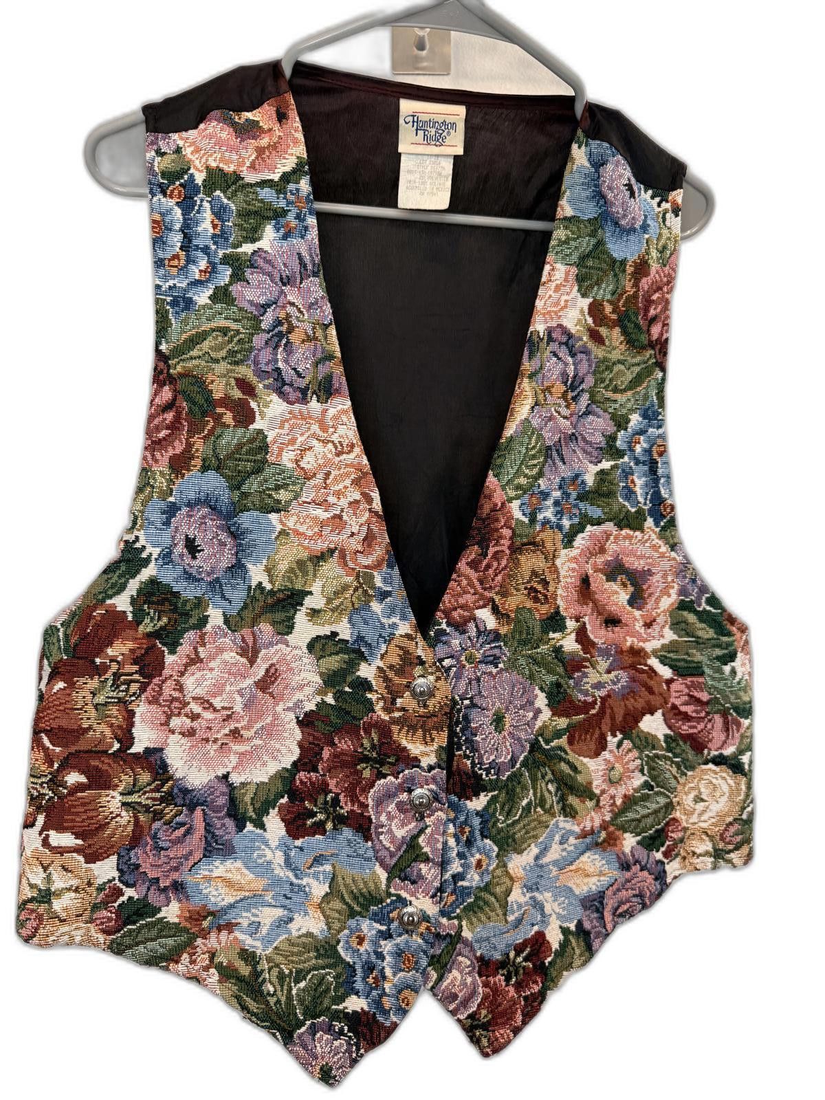Designer Vintage Huntington Ridge Floral Print Vest Size L / US 10 / IT 46 - 2 Thumbnail