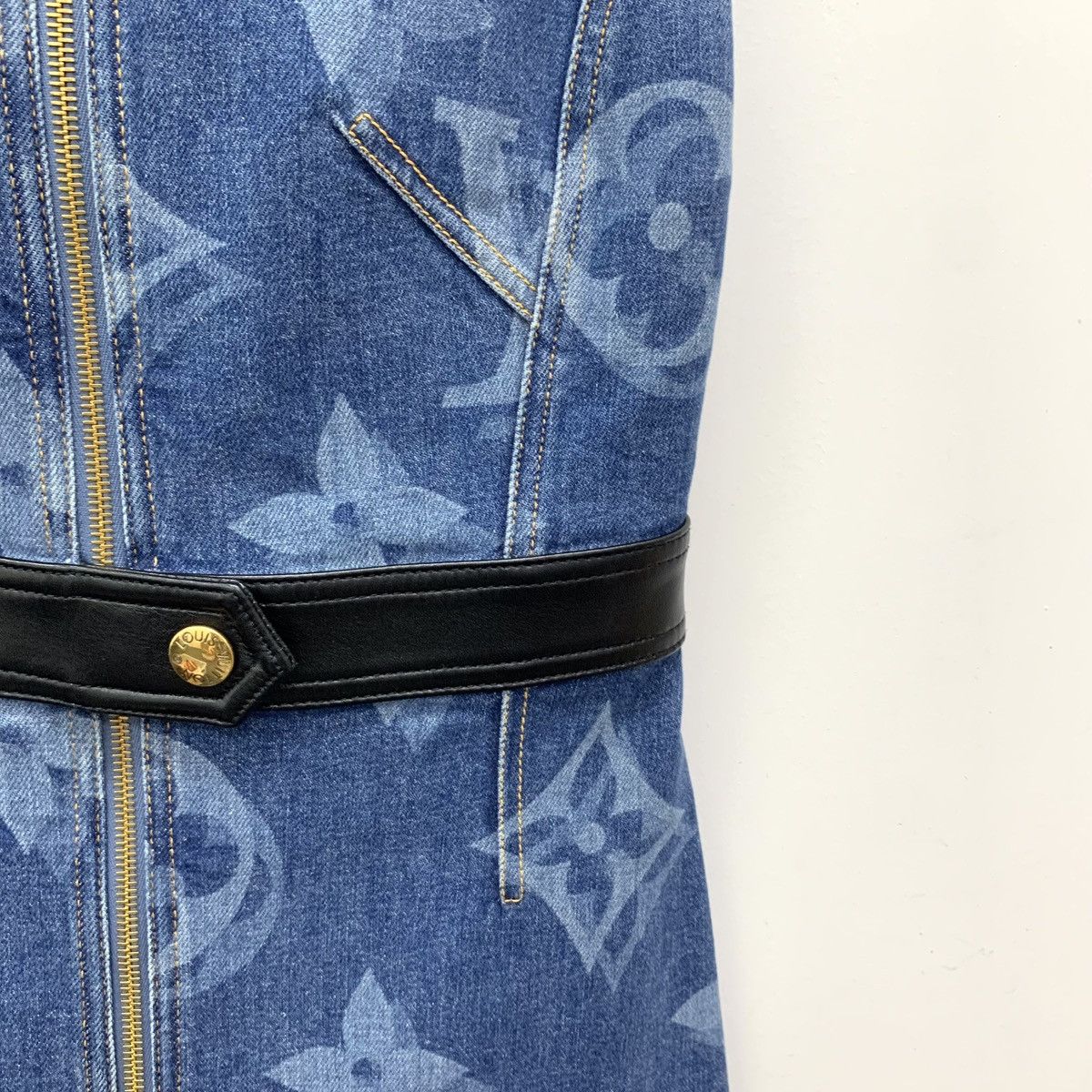 Louis Vuitton Louis Vuitton navy blue logo full print denim dress Size XS / US 0-2 / IT 36-38 - 4 Thumbnail