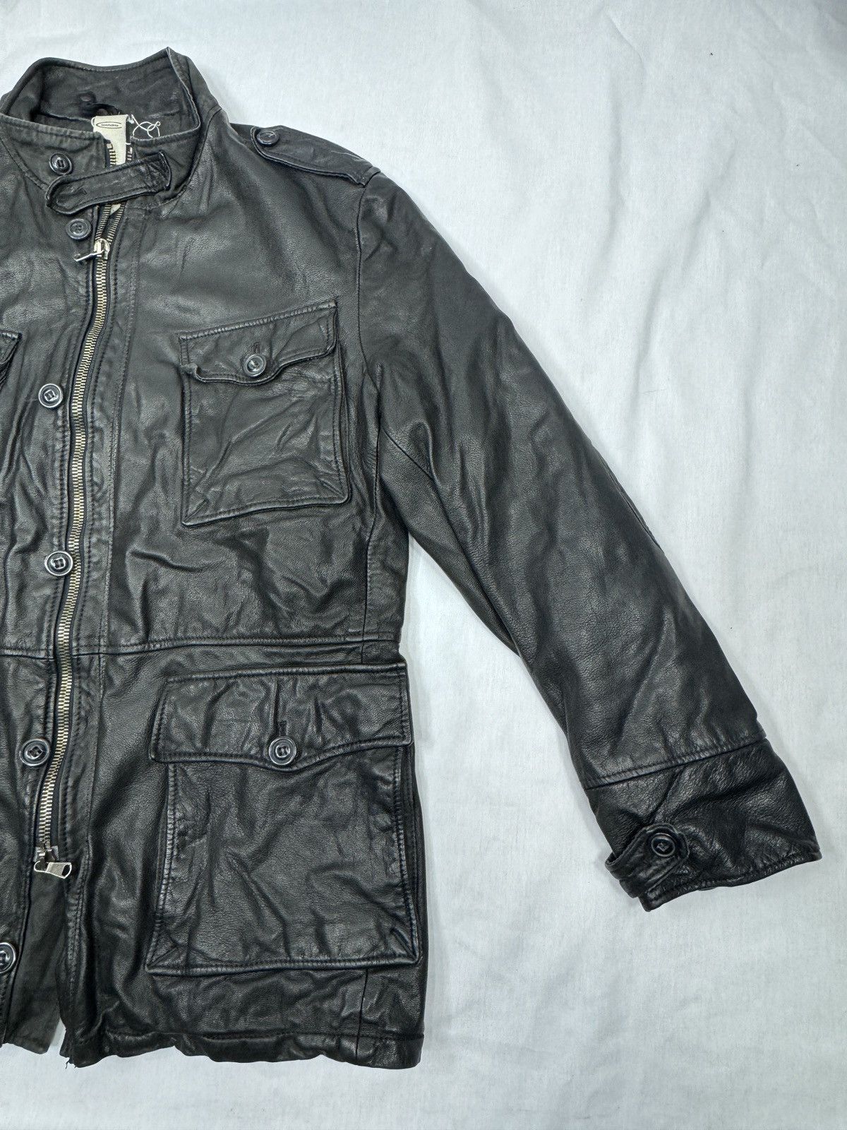 Vintage Compagnia Delle Pelli Military Motorcycle Leather Jacket Size US XXL / EU 58 / 5 - 7 Thumbnail