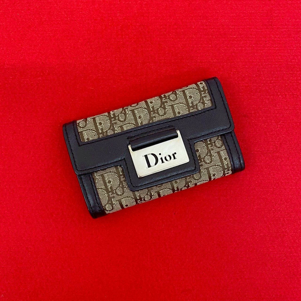 Dior Christian Dior Trotter Canvas Key Case Leather Key case