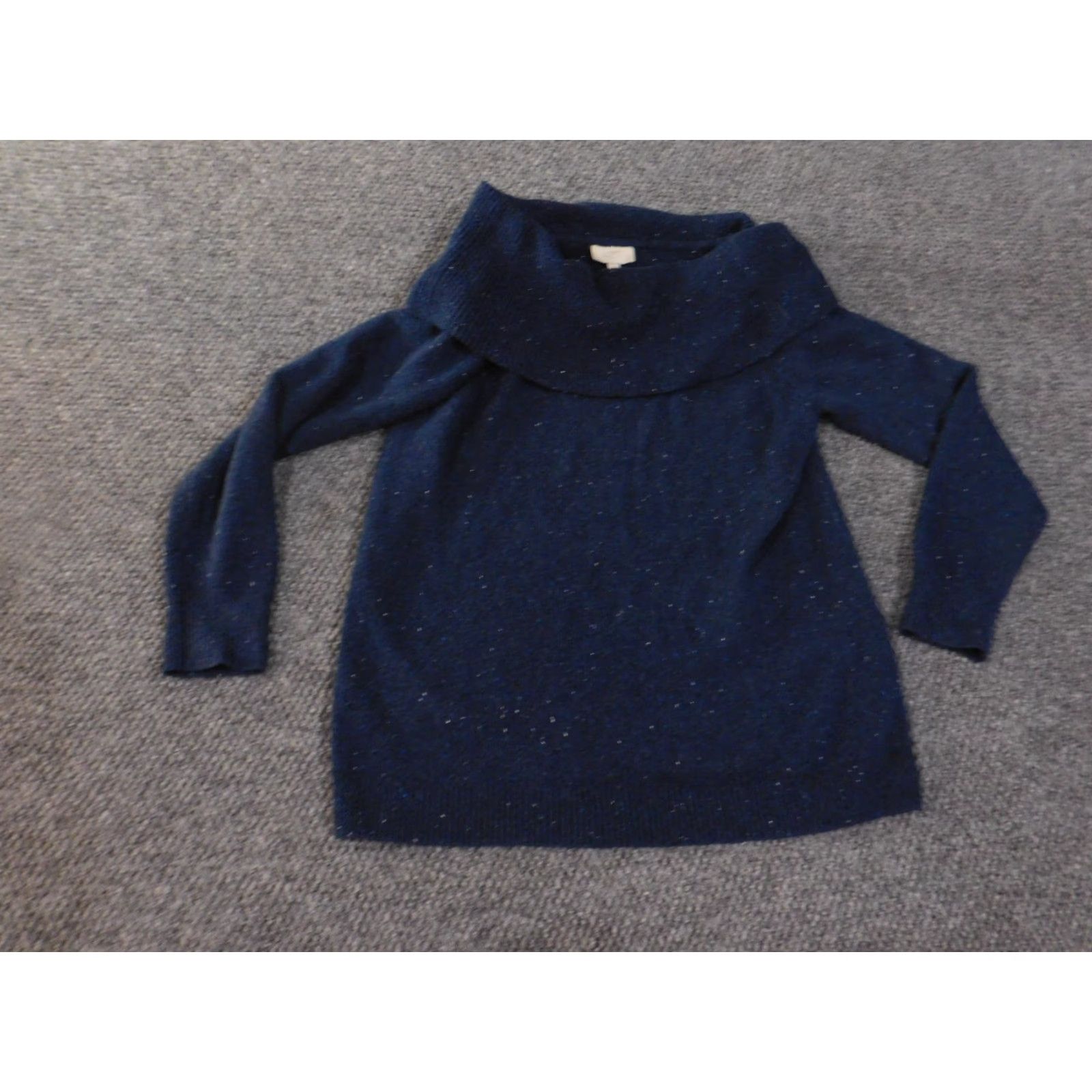 Loft LOFT Sweater Pullover Knit Cowl Neck Long Sleeve Blue Cotton Polyester Spandex Womens Large Stretch Regular Fall Winter Spring Casual Designer Modern Size L / US 10 / IT 46 - 2 Thumbnail