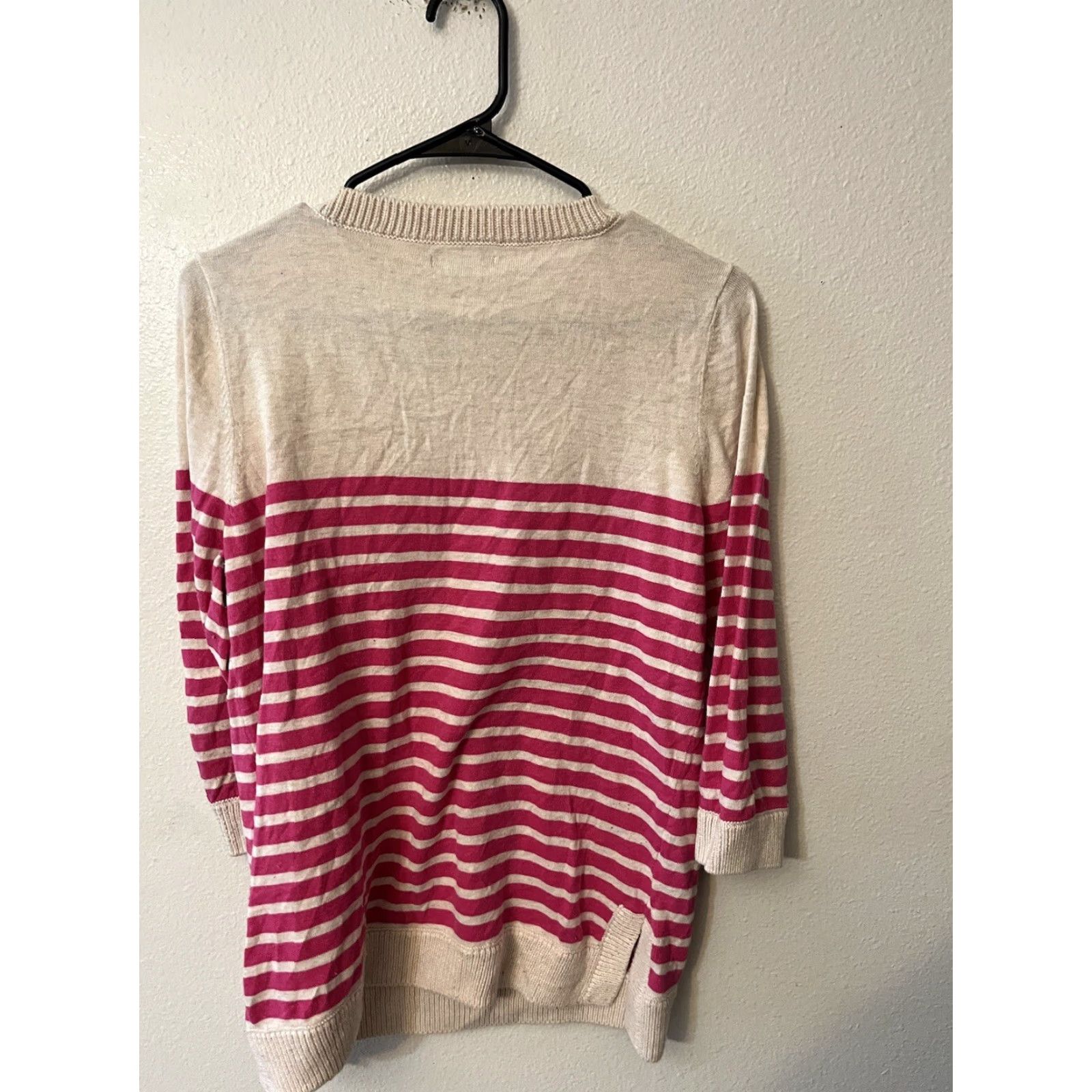 Gap Gap Sweater Woman’s 3/4 Sleeve Striped Pink Tan Large Pullover Size L / US 10 / IT 46 - 3 Thumbnail