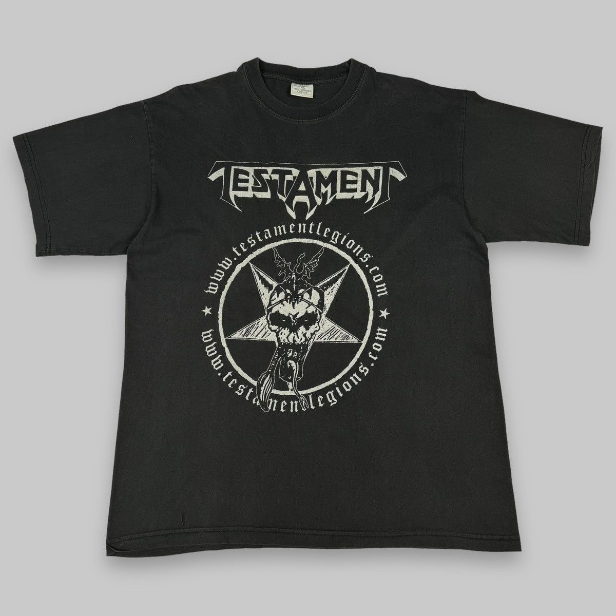image of Band Tees x Rock T Shirt Vintage 2002 Testament ‘The Gathering’ Website Promo T Shirt in Black (Siz