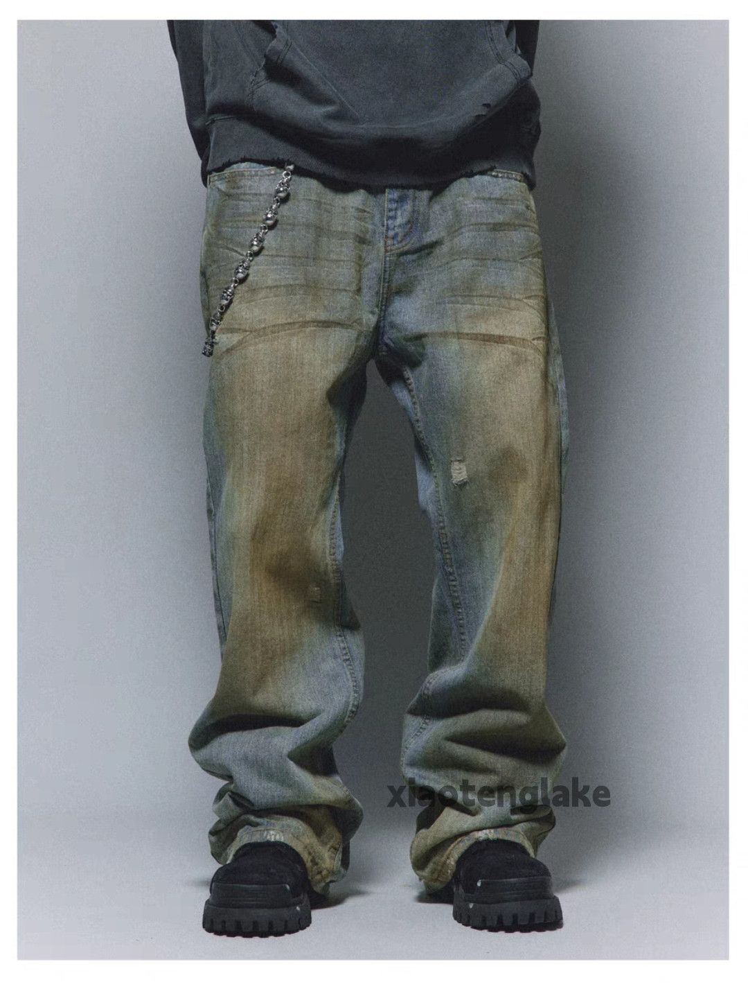 Jean × Vintage washed faded skate hiphop rusty stain grunge jeans Size US 36 / EU 52 - 1 Thumbnail
