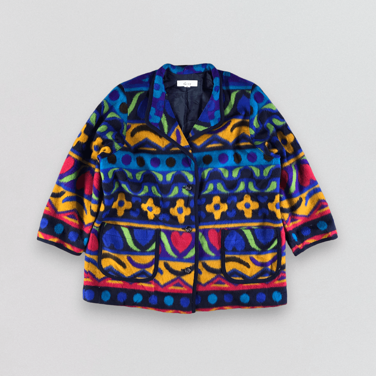 image of Vintage Japanese Floral Multicolor Fleece Jacket, Men's (Size Large)