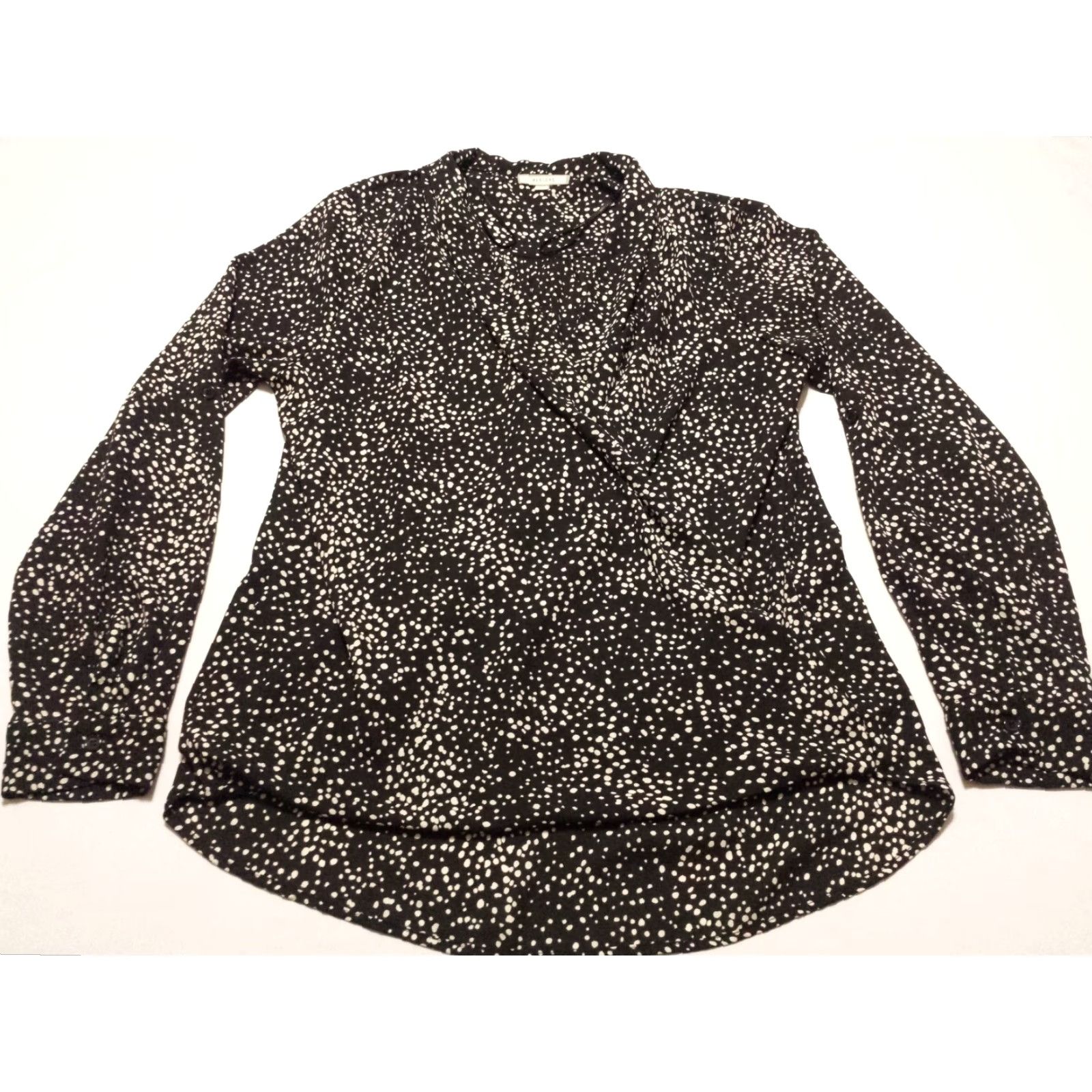 Vintage Pleione Black Geometric V-Neck Faux Wrap Long Sleeve Shirt Womens M Size M / US 6-8 / IT 42-44 - 2 Thumbnail