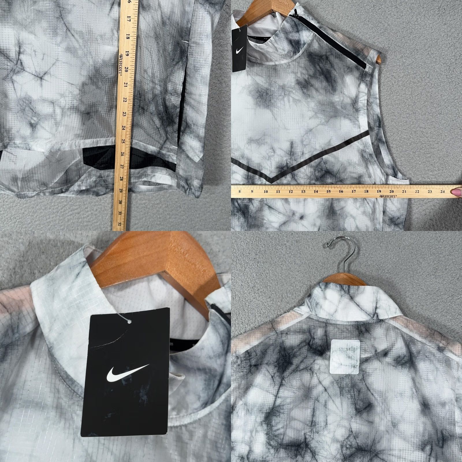 Nike Nike Tech Running Vest Mens L Gray Tie Dye Mock Neck BV5679 Size US L / EU 52-54 / 3 - 8 Thumbnail