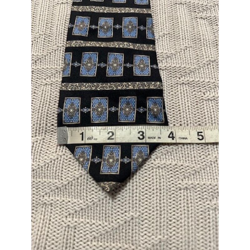 Dior Vintage Christian Dior black and blue print silk tie Size ONE SIZE - 4 Thumbnail