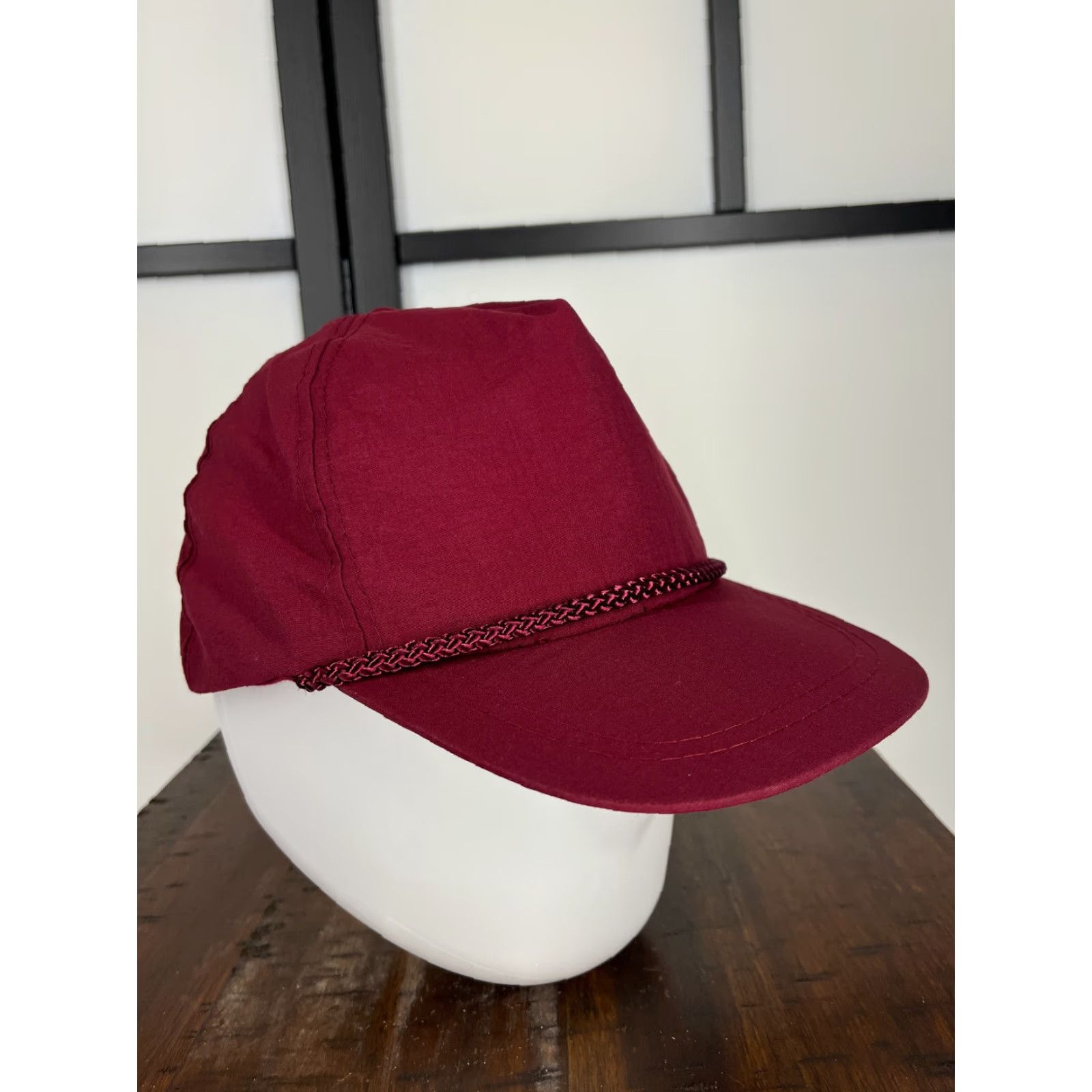 Vintage KC Collections Hat Cap Snap Back One Size Burgundy Rope 90s Look Nylon Adult Mens Cap Size ONE SIZE - 7 Thumbnail