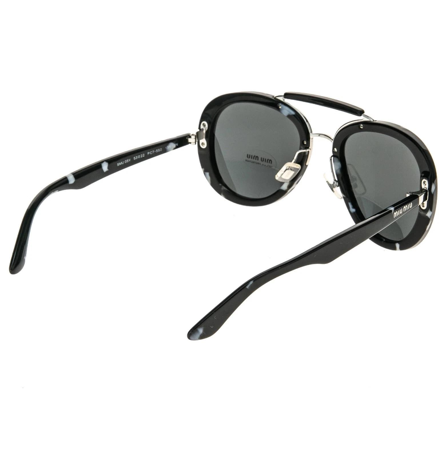 Miu Miu MIU MIU MU05VS COLLECTION 05V White Black Aviator Sunglasses Size ONE SIZE - 6 Thumbnail