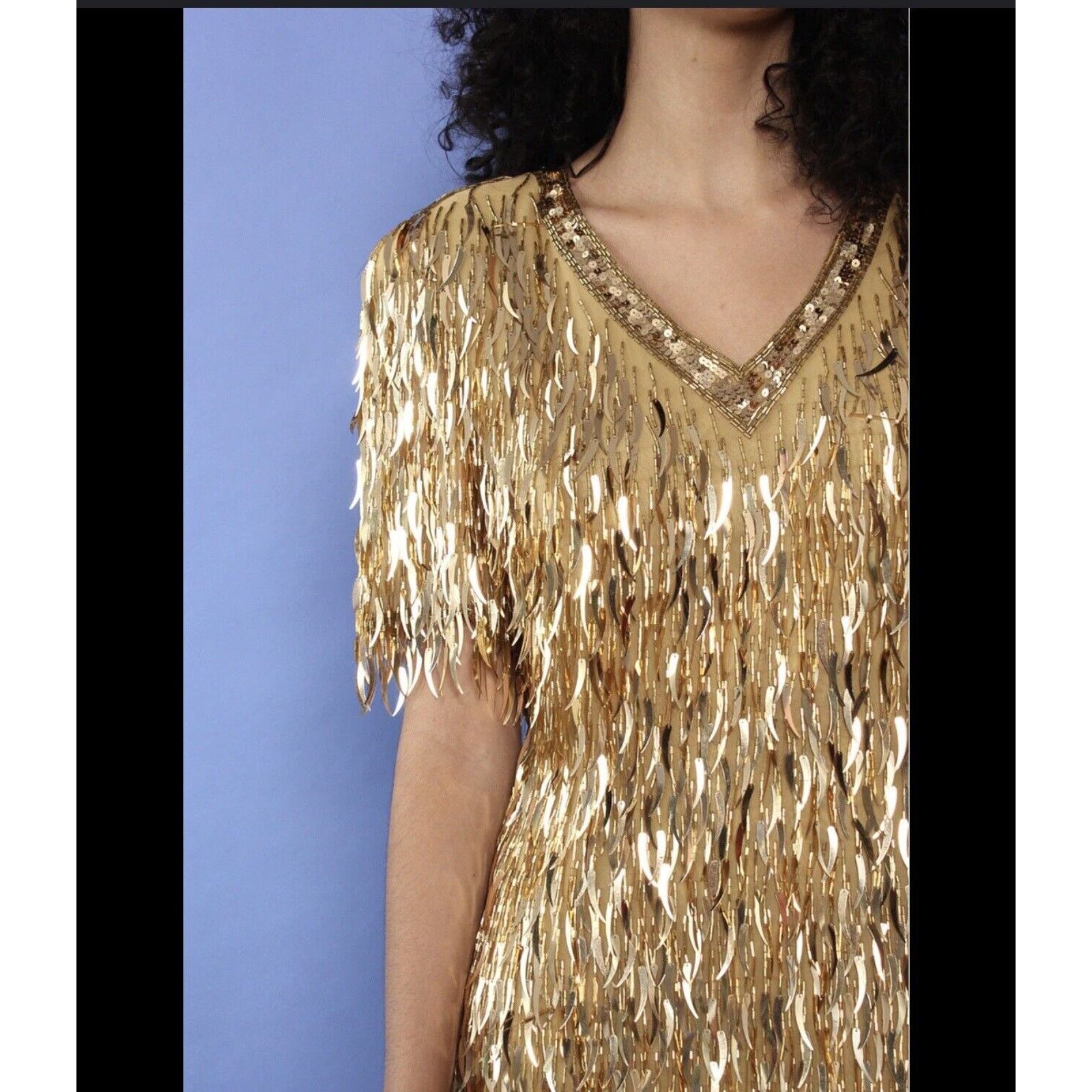 Oleg Cassini  Vintage Barbie Black Tie Oleg Cassini Gold Fringe Sequin  Dress | Grailed