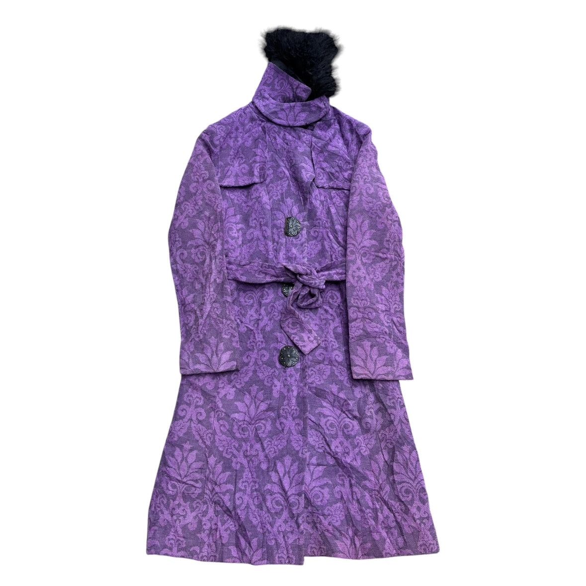 Vivienne Tam Vivienne Tam Velvet Embossed Coat With Removeable Fur Size S / US 4 / IT 40 - 4 Thumbnail