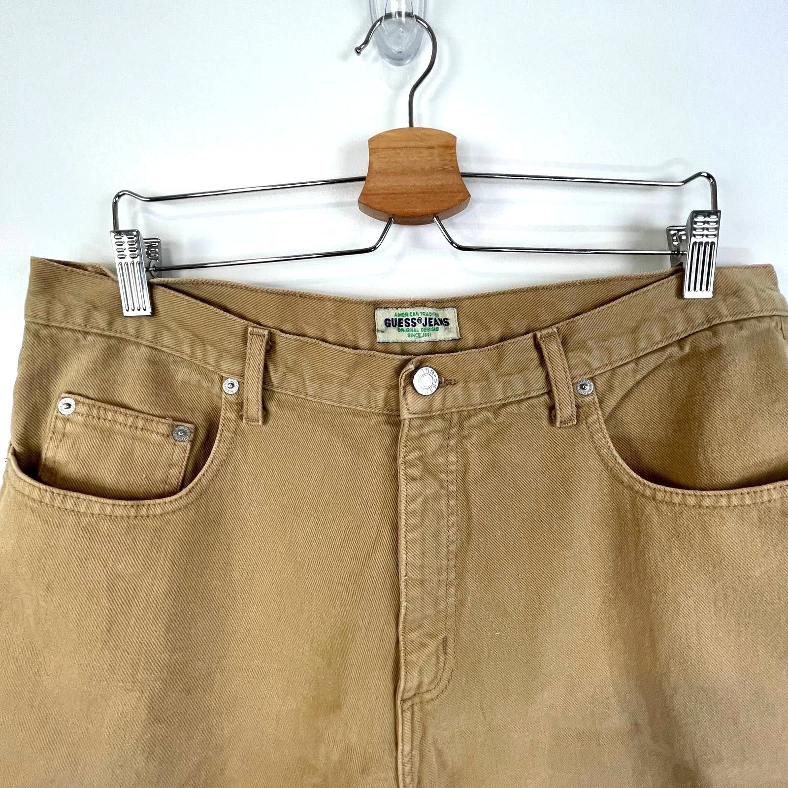 Guess × Vintage Guess Jeans Vintage Khaki Denim Shorts USA Made Size US 33 - 2 Thumbnail