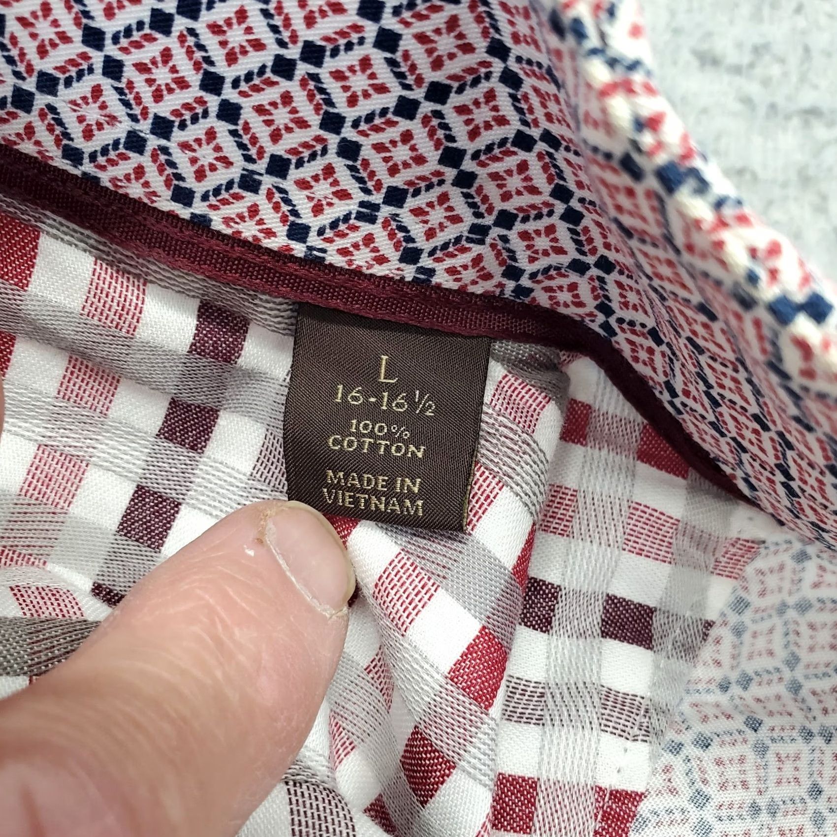 Tasso Elba Tasso Elba Dress Shirt Mens L Multi Geo Print Non-Iron Long Sleeve Button Up Size 42R - 7 Thumbnail