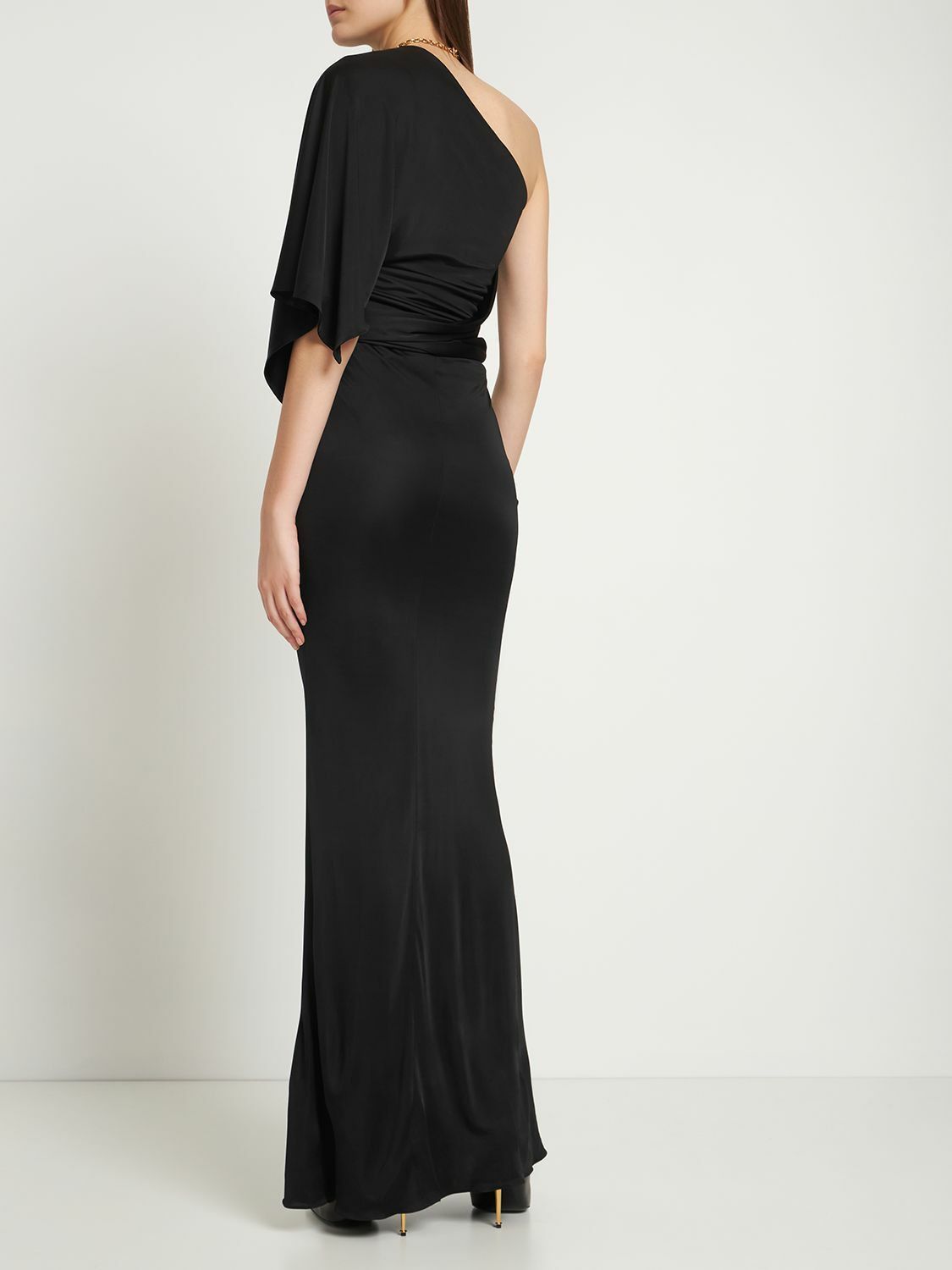 Tom Ford o1w1db10225 ABJ675 Belted One Shoulder Long Dress in Black Size XS / US 0-2 / IT 36-38 - 6 Thumbnail