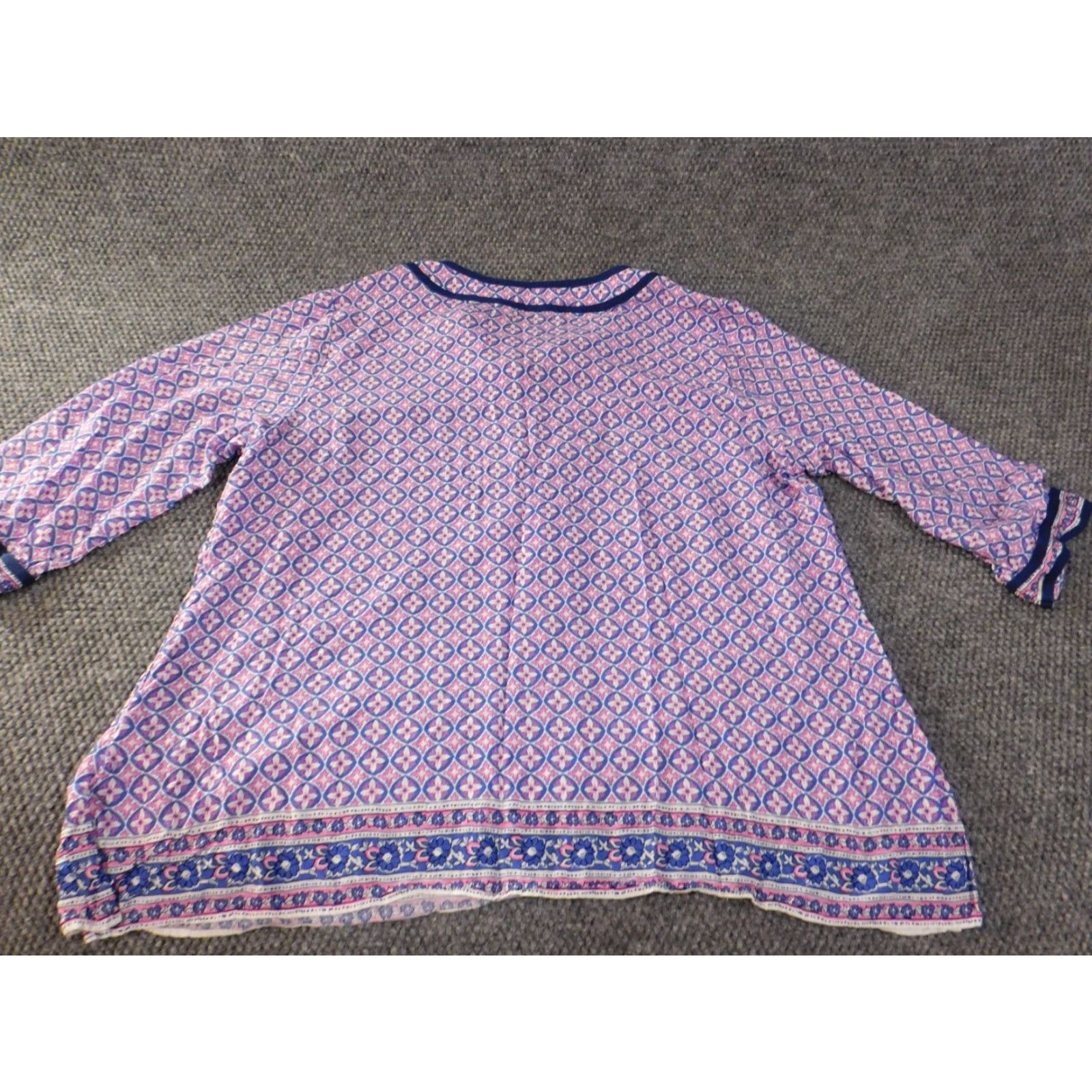 Talbots Talbots Blouse Purple 2X Womens Geometric Rayon Collared Pullover Long Sleeve Casual Day Womens Plus Size Size XXL / US 16-18 / IT 52-54 - 7 Thumbnail