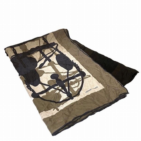 Hermes Hermes Hermes Crazy Printer Scarf Canvas Scarf in Good Condition Size ONE SIZE - 1 Thumbnail