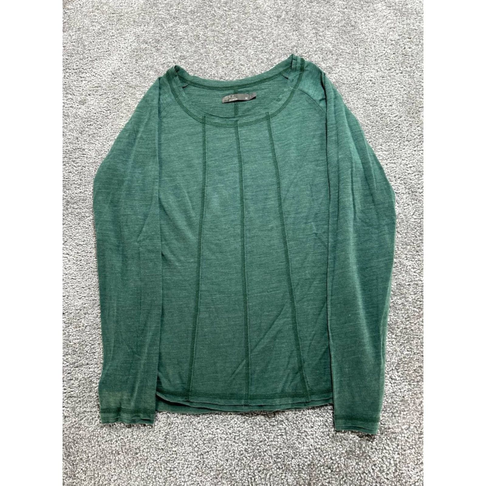 Prana prAna Chrissa Top Women Medium Green Logo Round Neck Raglan Sleeve Athletic Yoga Shirt Size M / US 6-8 / IT 42-44 - 2 Thumbnail