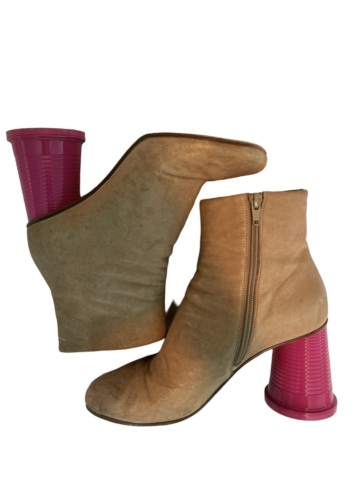 Maison Margiela MM6 MAISON MARGIELA | LEATHER PINK CUP BOOTIES Size US 8 / IT 38 - 1 Thumbnail