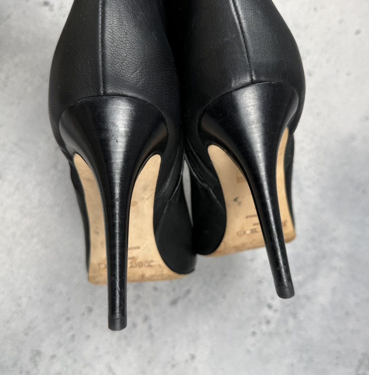 Jimmy Choo Jimmy Choo Black Leather Ankle Boots Stiletto Heels Italy Size US 7 / IT 37 - 9 Thumbnail