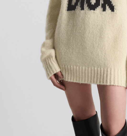 Dior o1w1db11225 454S31 Long Sweater in Ecru/Black Size L / US 10 / IT 46 - 6 Thumbnail