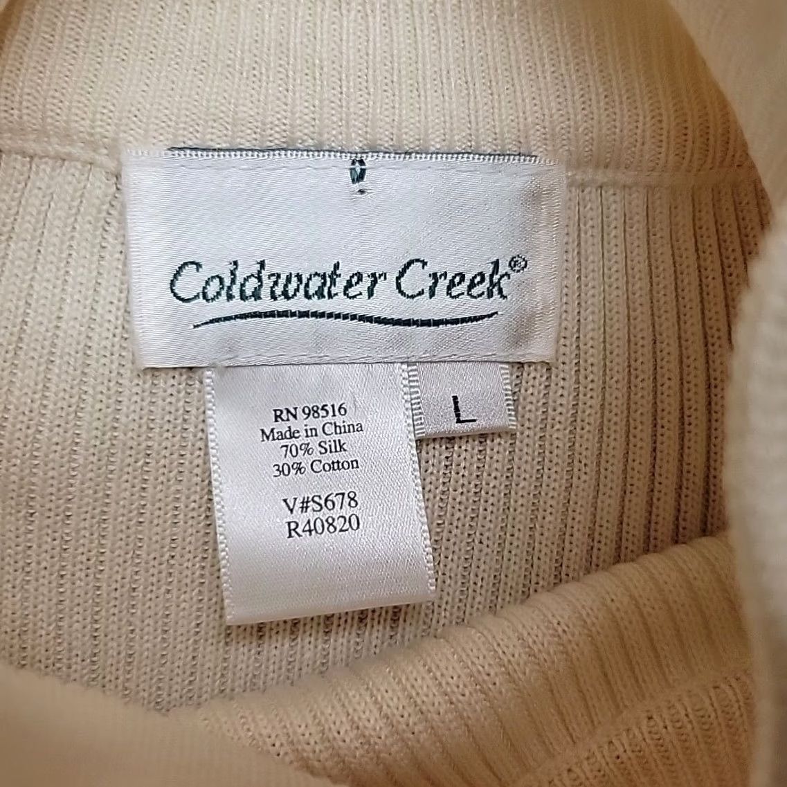 Coldwater Creek Coldwater Creek Top Womens L Cream Ribbed Sleeveless Silk Blend Capsule Wardrobe Shirt Adult L White Solid Knit Casual Mens Womens Girls Boys Size L / US 10 / IT 46 - 3 Thumbnail