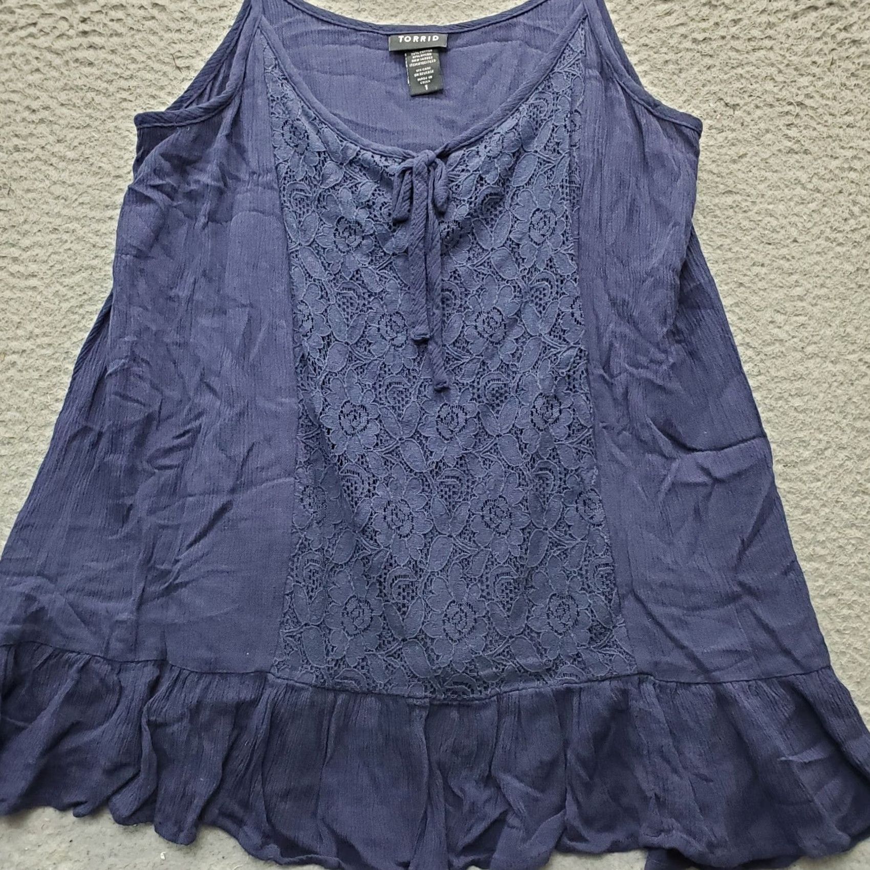 Torrid Torrid Camisole Top Navy Lace Trim Sleeveless Tie Front Size 14 Tank Womens Sh 1 Size XL / US 12-14 / IT 48-50 - 7 Thumbnail
