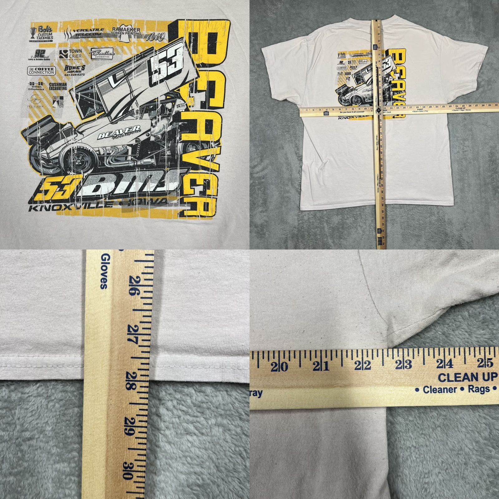 Vintage Beaver Motorsports #53 Bims T-Shirt Men Large Short Sleeve Tan Sand Shirt Mens Brown L Size US L / EU 52-54 / 3 - 8 Thumbnail