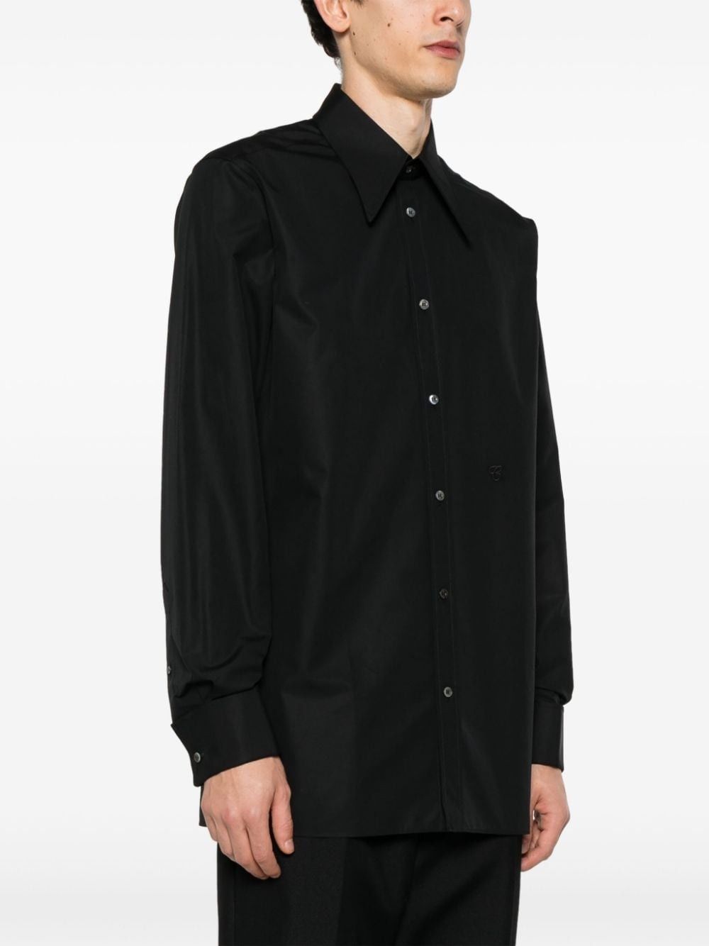 Maison Margiela oc11z0925 Embroidered-Motif Cotton Shirt in Black Size US M / EU 48-50 / 2 - 2 Thumbnail