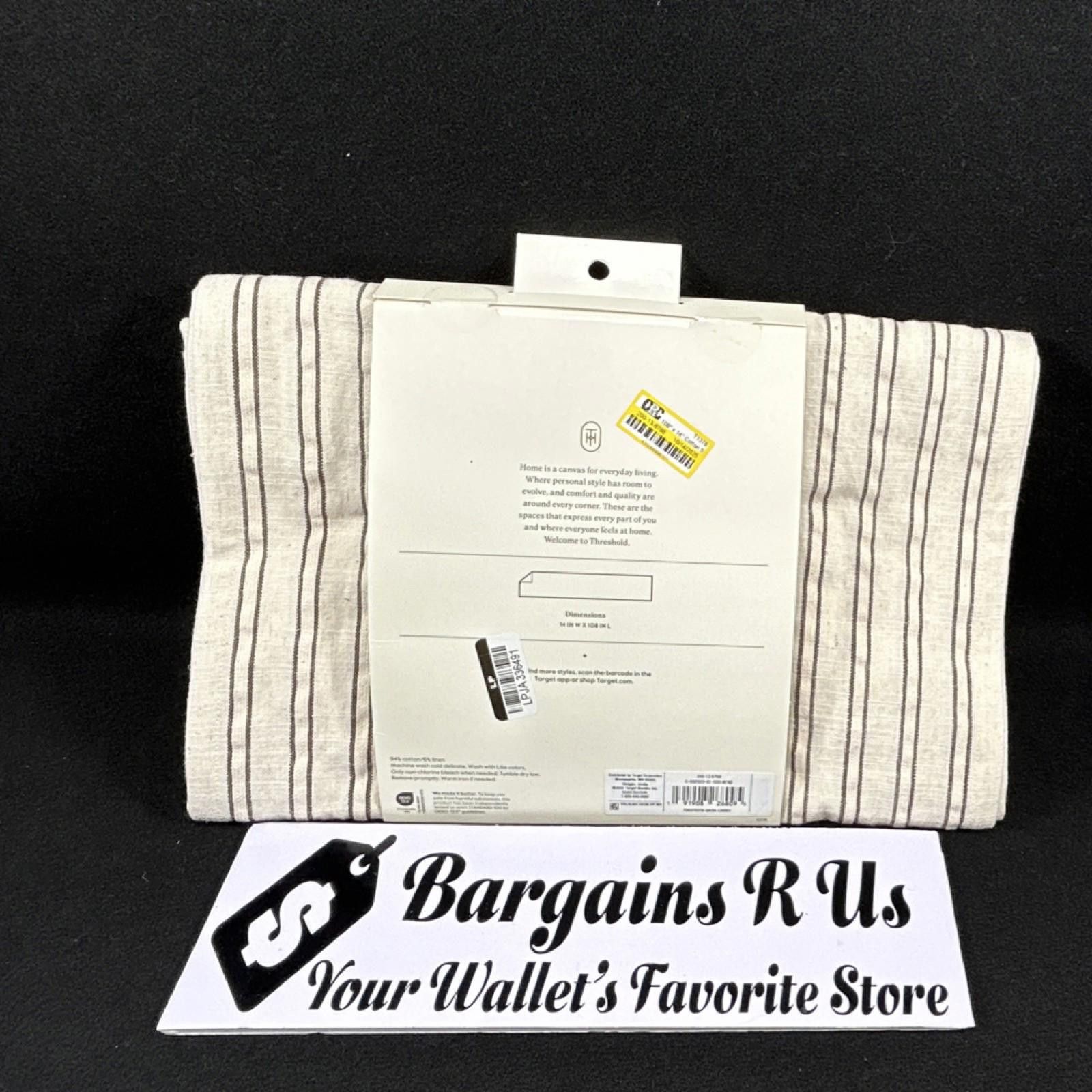 Other Threshold Striped Table Runner 14 x 108 in Beige Black Cotto Size ONE SIZE - 2 Thumbnail
