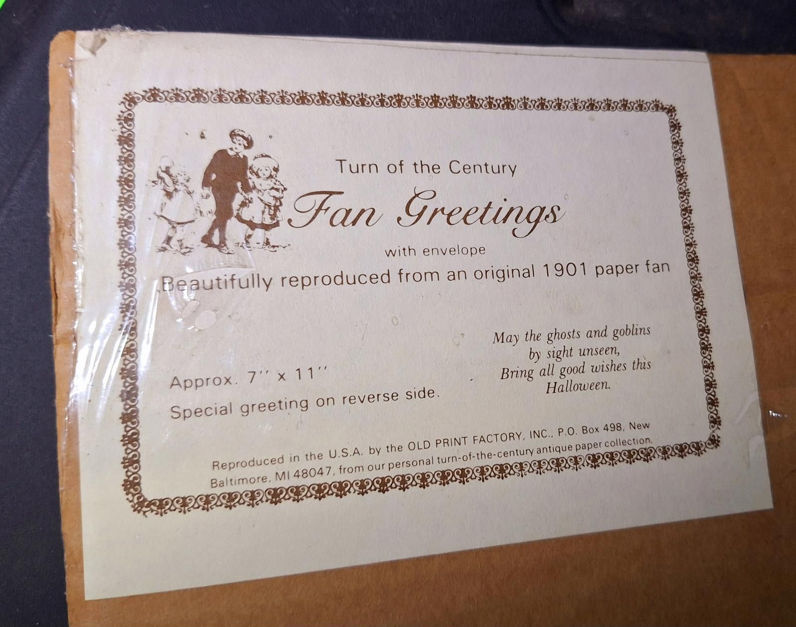 Designer Vtg 1901 Turn of the Century "Fan Greetings" Reproduction Size ONE SIZE - 5 Thumbnail