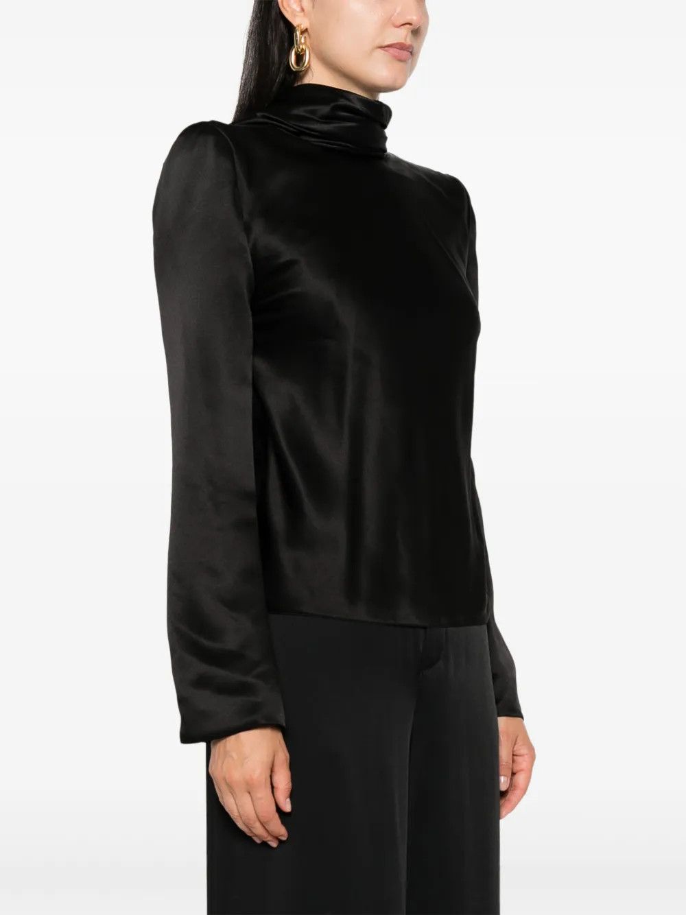 Saint Laurent Paris o1y0126 Silk Blouse in Black Size M / US 6-8 / IT 42-44 - 3 Thumbnail