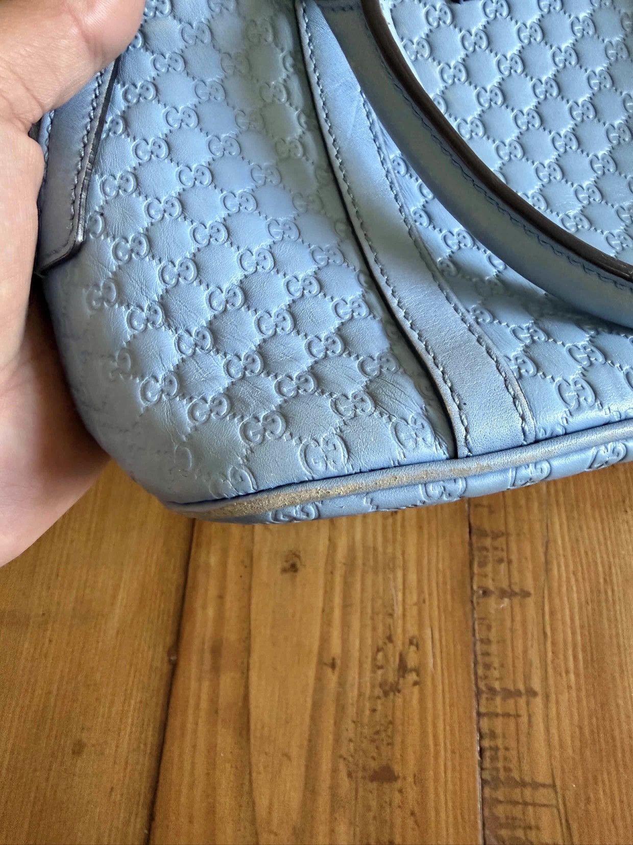 Gucci GUCCI BLUE MICRO GUCCISSIMA CROSSBODY LEATHER BAG Size ONE SIZE - 12 Thumbnail